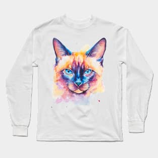 watercolor Siamese Cat Long Sleeve T-Shirt